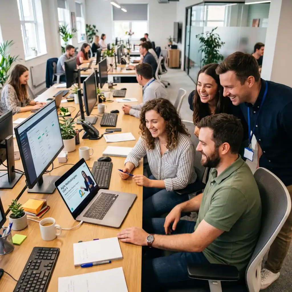 Colaboradores Assistindo Aula No Notebook | TOHT App